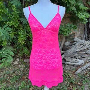 Victoria's Secret Vibrant Pink Lace Chemise
